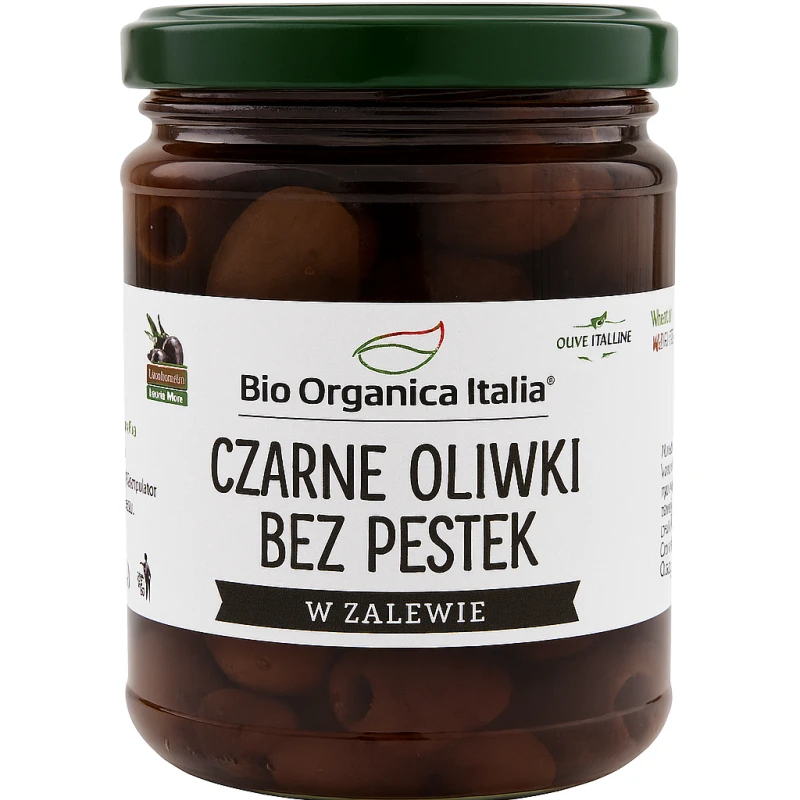 Czarne oliwki bez pestek w solance. Idealne jako przystawka lub jako dodatek do sałatek, pizzy oraz dań mięsnych lub dań rybnych. Produkt pasteryzowany.