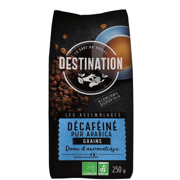 KAWA ZIARNISTA BEZKOFEINOWA ARABICA 100 % BIO 250 g - DESTINATION