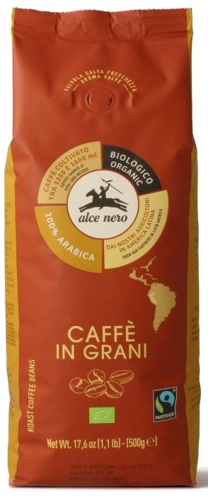 KAWA ZIARNISTA ARABICA 100 % FAIR TRADE BIO 500 g - ALCE NERO.